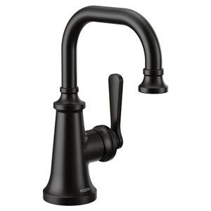 Robinet mitigeur Colinet de MOEN noir mat pour lavabo de salle de bain, bonde et valve incluses