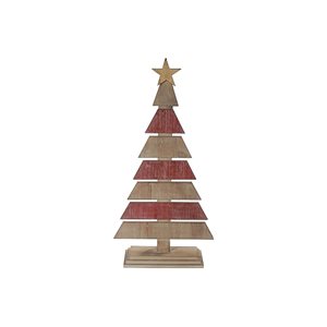 iH casadécor 14.8 L x 4.75 W x 30-in H Red and Natural Wooden Star Tree Tabletop Decoration