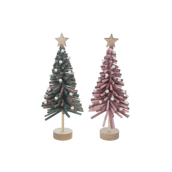 Décorations de table en feutre Sapin de Noël sur pied en bois iH casadécor, 5,2 L. x 5,2 l. x 12,8 po h., jeu de 2