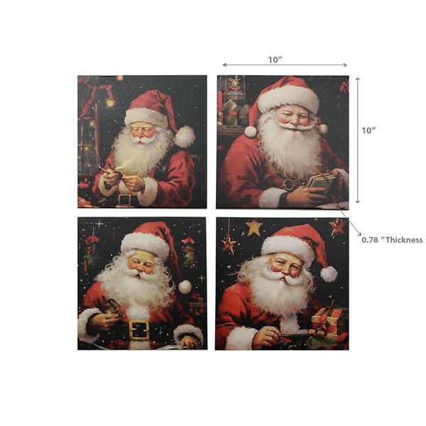 iH casadécor 10 x 10-in Santa Canvas Wall Arts - Set of 4