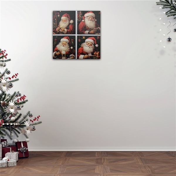 iH casadécor 10 x 10-in Santa Canvas Wall Arts - Set of 4