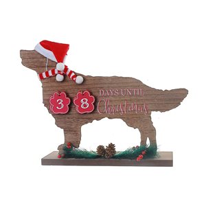 iH casadécor 15.75 L x 1.97 W x 11.81-in H Wooden Dog with Calendar Countdown Tabletop Decoration