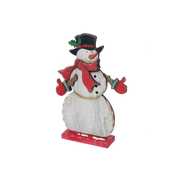 iH casadécor 8.07 L x 1.97 W x 11.81-in H Wooden Snowman Tabletop Decoration