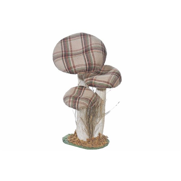 iH casadécor 7.87 L x 5.51 W x 9.84-in H Standing Mushrooms with Plaid Tabletop Decoration