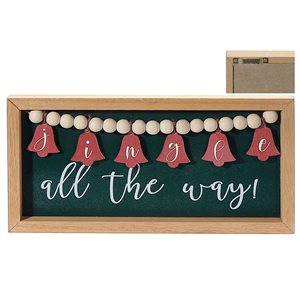 iH casadécor 11.75 L x 0.75 W x 6-in H Wooden "Jingee All The Way" Tabletop Decoration