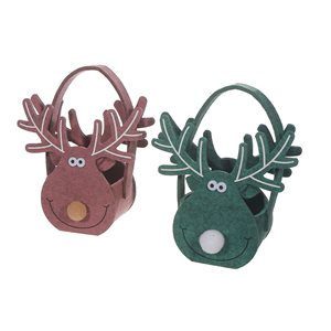 iH casadécor 8 L x 3.2 W x 7.6-in H Felt Reindeer Basket Tabletop Decorations - Set of 2