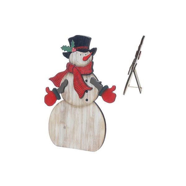 iH casadécor 9.45 L x 0.79 W x 13.58-in H Wooden Snowman Tabletop Decoration