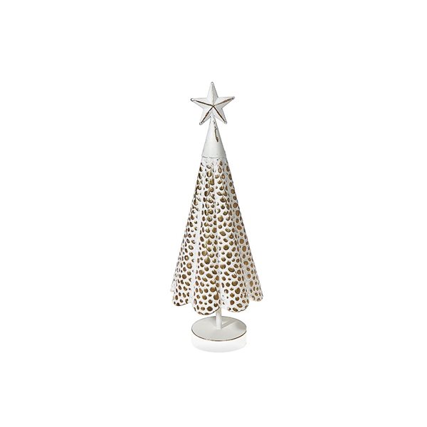 iH casadécor 5.51 W x 15.35-in H Gold and White Metal Christmas Tree Tabletop Decoration