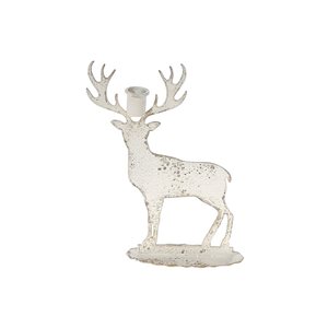 iH casadécor 8.07 L x 2.56 W x 10.04-in H Distressed White Deer Candleholder