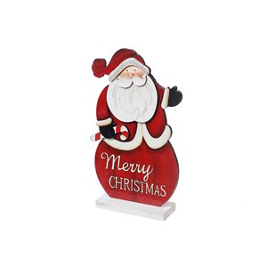 iH casadécor 7.87 L x 2.17 W x 12.2-in H Wooden "Merry Christmas" Santa Tabletop Decoration