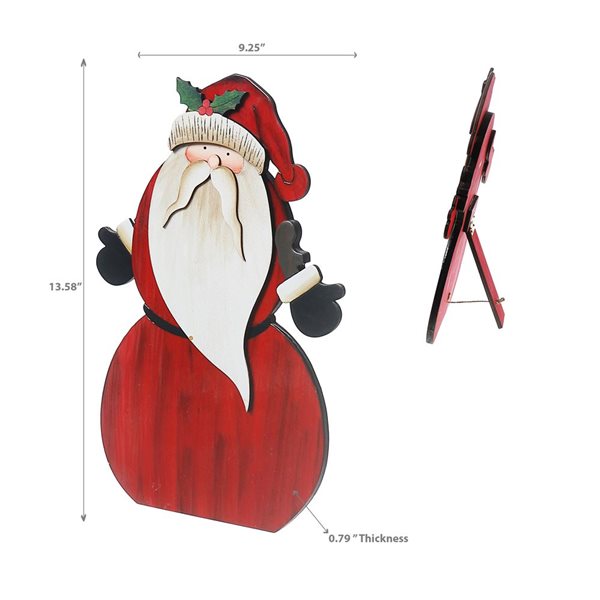 iH casadécor 9.25 L x 0.79 W x 13.58-in H Wooden Santa Tabletop Decoration