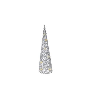 iH casadécor 4.72 L x 4.72 W x 15.75-in H White and Silver LED Lighted Paper Cone Tree Tabletop Decoration