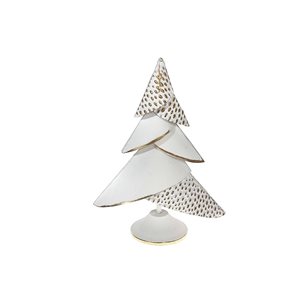 Décoration de table en métal blanc/or Arbre de Noël iH casadécor, 9,65 x 4,84 x 14,96 po