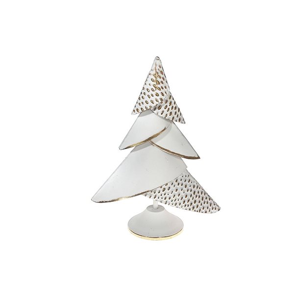 iH casadécor 9.65 x 4.84 x 14.96-in White and Gold Metal Christmas Tree Tabletop Decoration