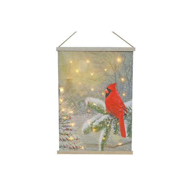 iH casadécor 19.65 x 27.6-in LED Lighted Cardinal Fabric Wall Hanging Art