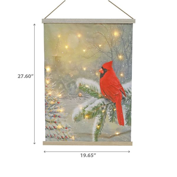 iH casadécor 19.65 x 27.6-in LED Lighted Cardinal Fabric Wall Hanging Art