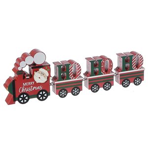 iH casadécor 14.5 L x 1.25 W x 5-in H Wooden "Merry Christmas" Santa Train Tabletop Decoration