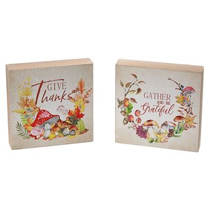 iH casadécor 4.72 L x 0.98 W x 4.72-in H Harvest Square Wooden Tabletop Decorations - Set of 2