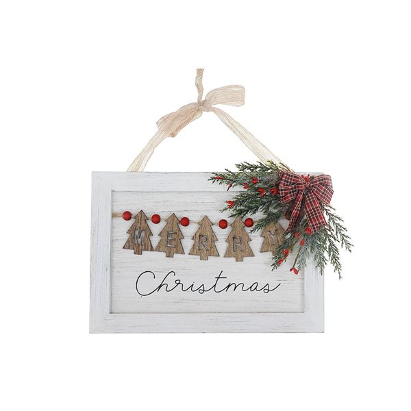 iH casadécor 14.17 x 10.14-in "Merry Christmas" Wooden Wall Hanging Art