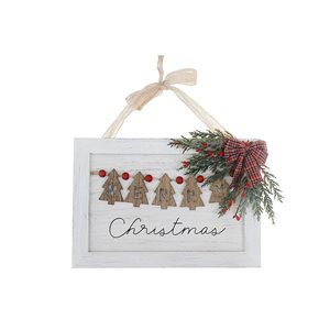 iH casadécor 14.17 x 10.14-in "Merry Christmas" Wooden Wall Hanging Art