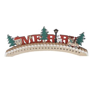 iH casadécor 15.4 L x 0.8 W x 5.6-in H Wooden "Merry" Countdown Calendar Tabletop Decoration