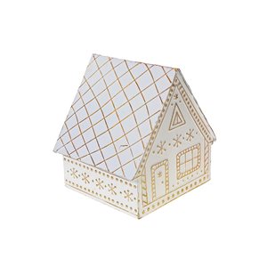 iH casadécor 10.63 L x 9.45 W x 10.63-in H White and Gold Metal Gingerbread House Tabletop Decoration