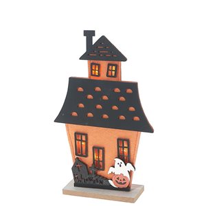 iH casadécor 8.66 L x 1.97 W x 13.98-in H Felt Haunted House Halloween Tabletop Decoration