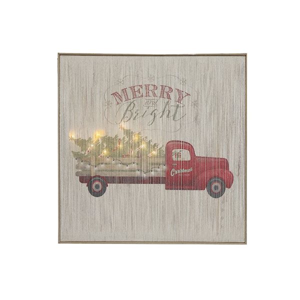 iH casadécor 24 x 24-in "Merry and Bright" LED Ligthed Framed Wall Hanging Art