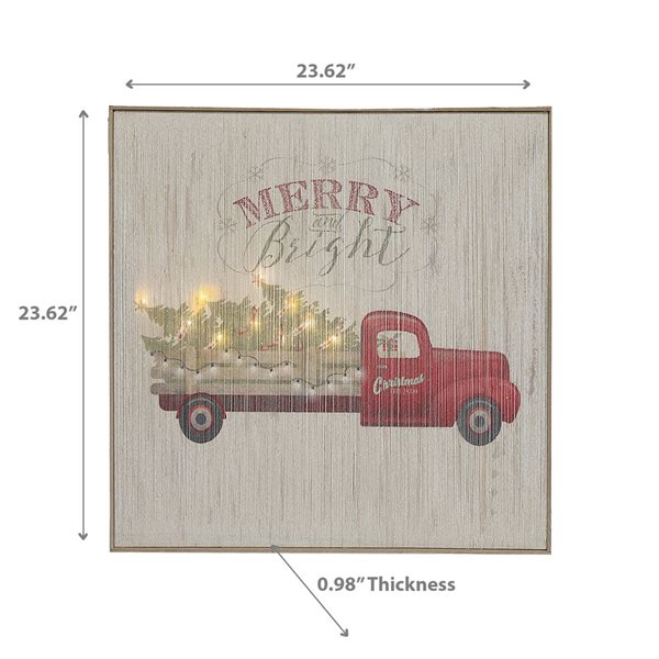 iH casadécor 24 x 24-in "Merry and Bright" LED Ligthed Framed Wall Hanging Art