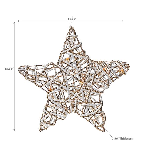 iH casadécor 15.75 L x 2.56 W x 15.35-in H White and Gold LED Lighted Paper Star Tabletop Decoration