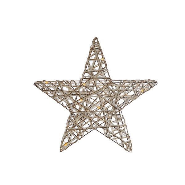 iH casadécor 19.69 L x 2.76 W x 18.9-in H White and Gold LED Lighted Paper Star Tabletop Decoration