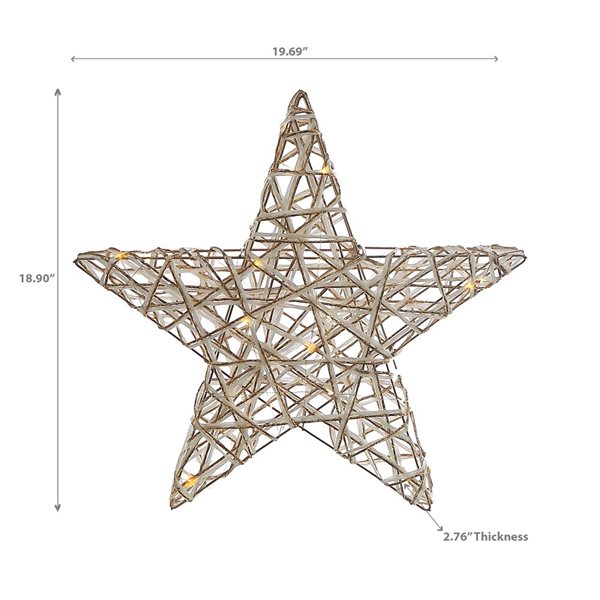 iH casadécor 19.69 L x 2.76 W x 18.9-in H White and Gold LED Lighted Paper Star Tabletop Decoration