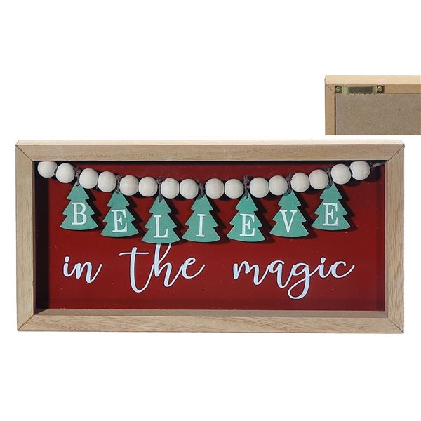 iH casadécor 11.75 L x 0.75 W x 6-in H Wooden "Belive in the Magic" Tabletop Decoration