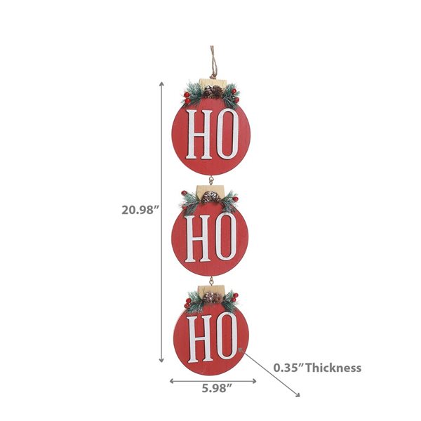 iH casadécor 5.98 x 20.98-in Christmas "HO HO HO" Wall Hanging Art