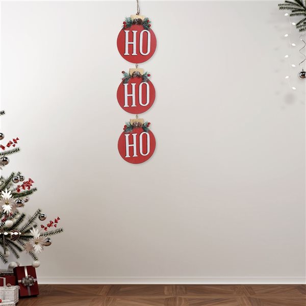 iH casadécor 5.98 x 20.98-in Christmas "HO HO HO" Wall Hanging Art