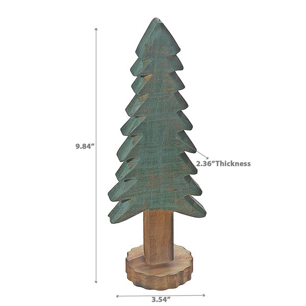 Décoration de table en bois sculpté Arbre vert iH casadécor, 9,84 L. x 3,54 l. x 2,36 po h.