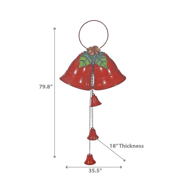 iH casadécor 79.8-in H Double Metal Wall Hanging Christmas Bell