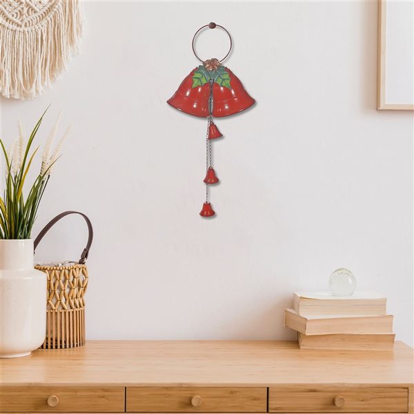 iH casadécor 79.8-in H Double Metal Wall Hanging Christmas Bell