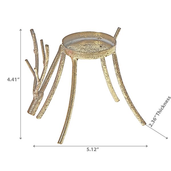 Bougeoir en métal doré Cerf iH casadécor, 5,12 L. x 2,36 l. x 4,41 po h.