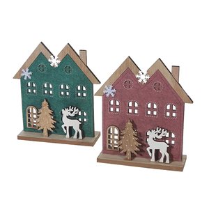 iH casadécor 7 L x 2 W x 12.6-in H Felt House on Wooden Stand Tabletop Decorations - Set of 2