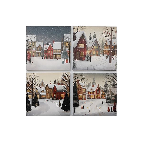 iH casadécor 10 x 10-in Winter Village Scene Canvas Wall Arts - Set of 4