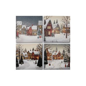 iH casadécor 10 x 10-in Winter Village Scene Canvas Wall Arts - Set of 4