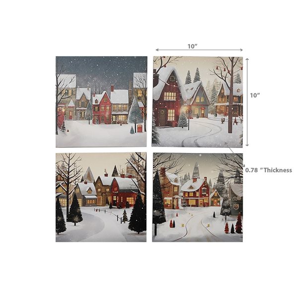 iH casadécor 10 x 10-in Winter Village Scene Canvas Wall Arts - Set of 4