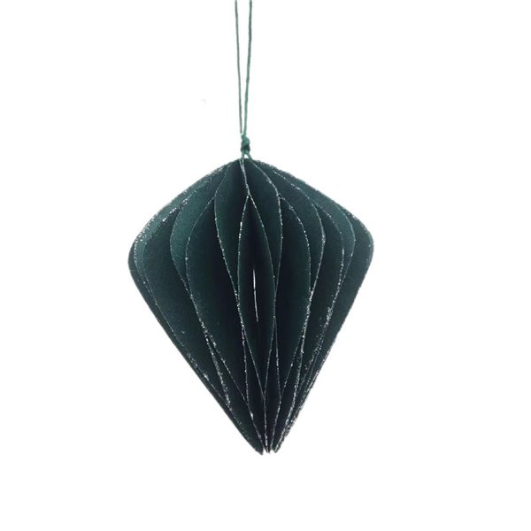 iH casadécor 4.72-in H Green Paper Folding Pyramid Ornament - Set of 12