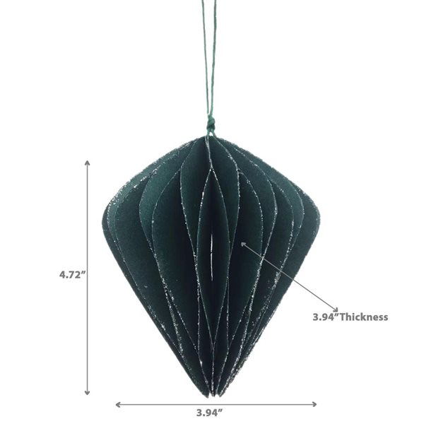 iH casadécor 4.72-in H Green Paper Folding Pyramid Ornament - Set of 12