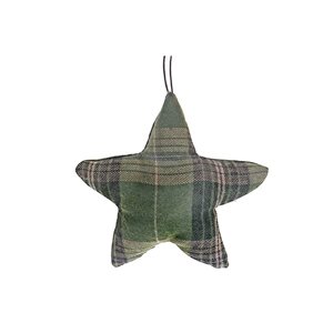 iH casadécor 6-in Green Plaid Fabric Large Size Star Ornament - Set of 12