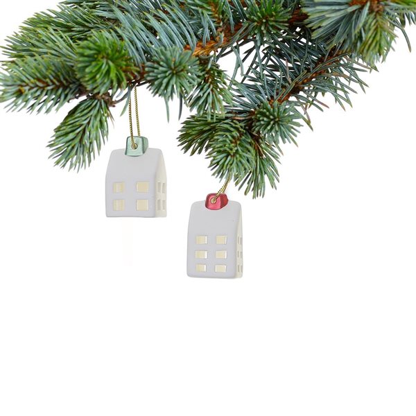 iH casadécor 2.29-in White Ceramic House Ornament - Set of 6