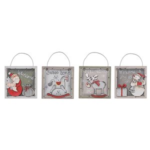 iH casadécor 2.95-in Square Wooden Christmas Ornament - Set of 12