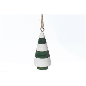 iH casadécor 3.54-in H White and Green Wooden Tree Ornament - Set of 12