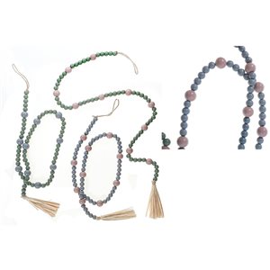 iH casadécor 46.45-in L Pastel Colours Wood Bead Garland - Set of 2